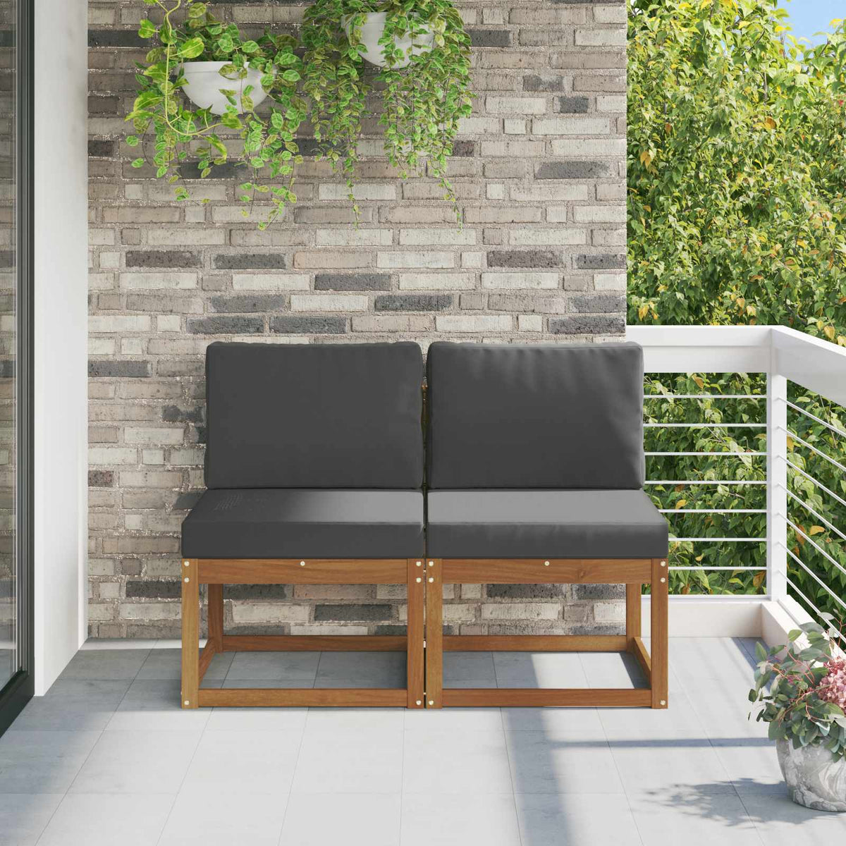 Vidaxl 2 stuk buiten midden sofa massief acaciahout