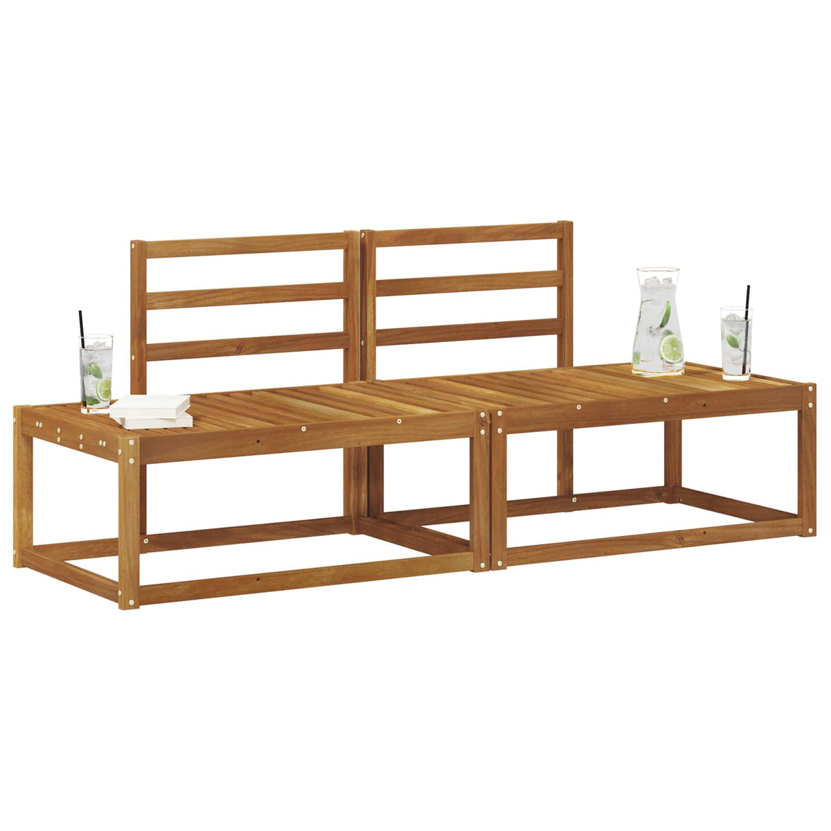 Vidaxl buiten eind sofa 2 stuk naturel 182,5 x 63 x 73 cm