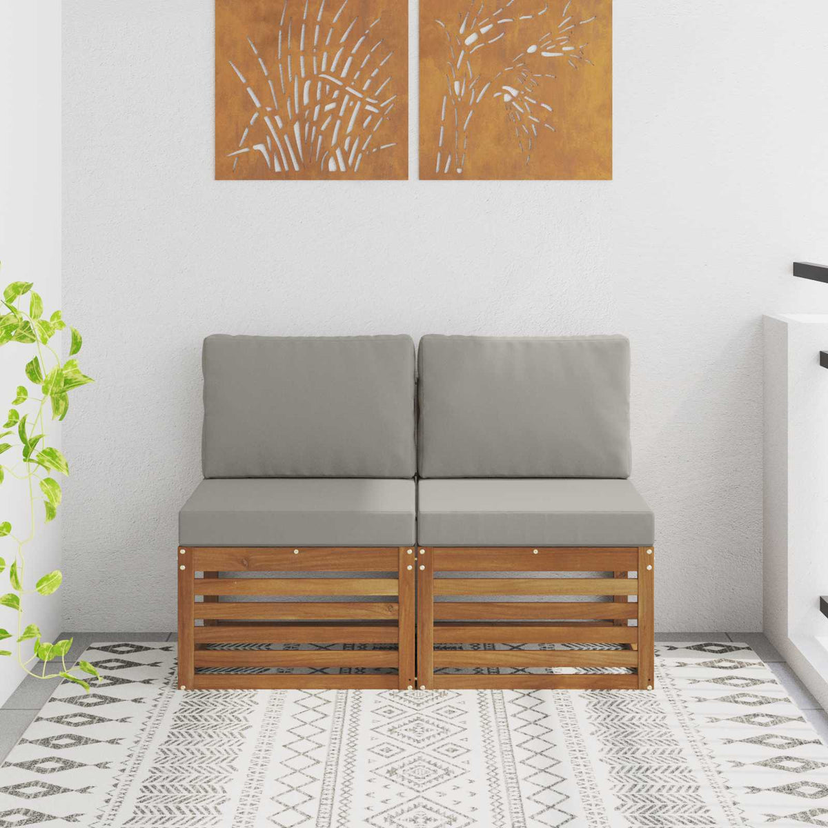 Vidaxl 2 stuk buiten midden sofa massief acaciahout naturel