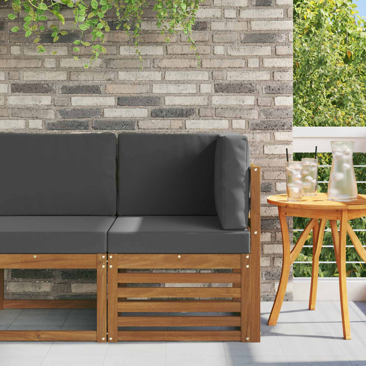 Vidaxl buiten hoek sofa massief acaciahout naturel