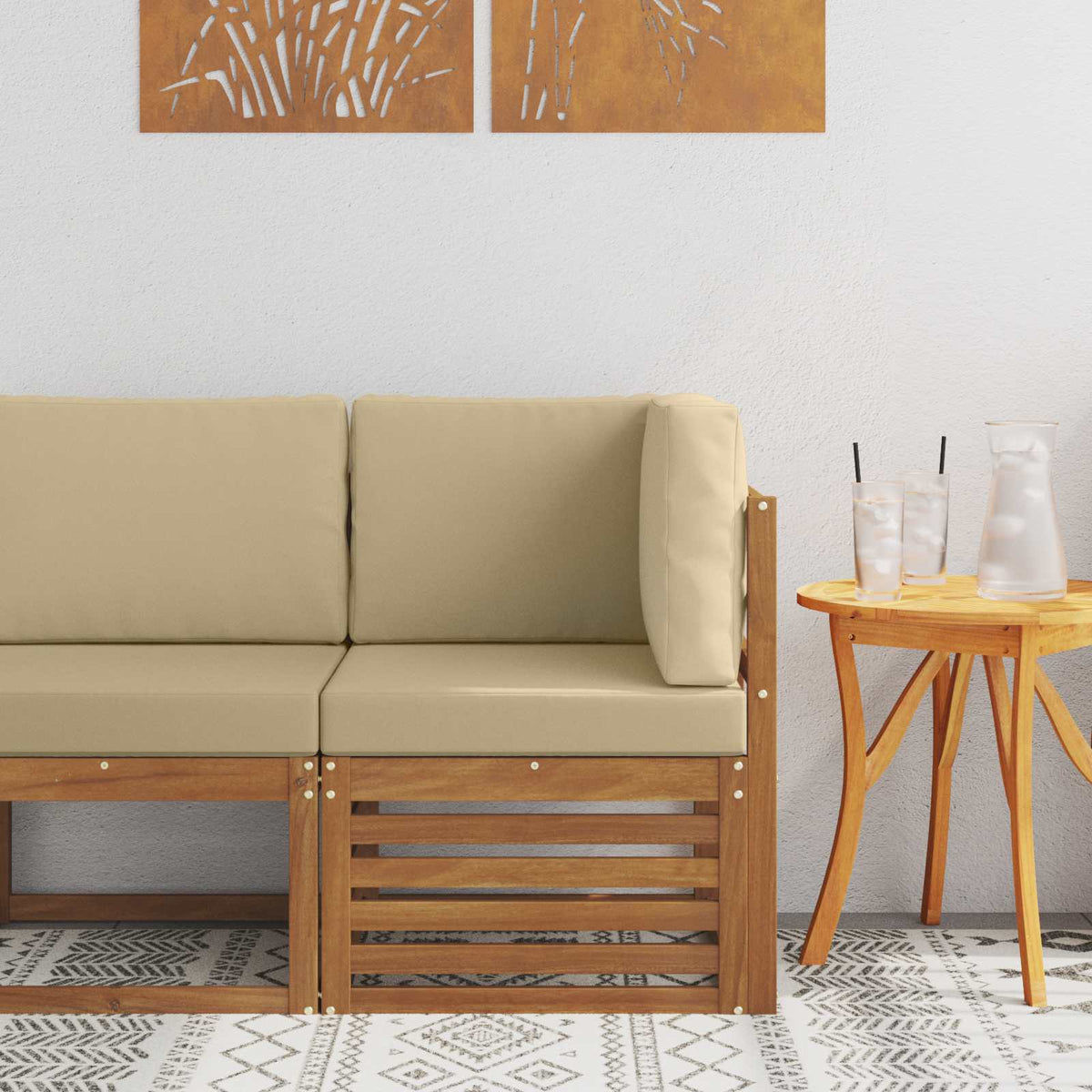 Vidaxl buiten hoek sofa massief acaciahout naturel