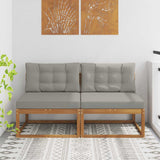 Vidaxl buiten midden sofa met kussen 2 stuk naturel