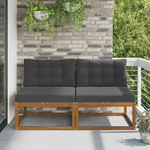Vidaxl buiten midden sofa met kussen 2 stuk naturel