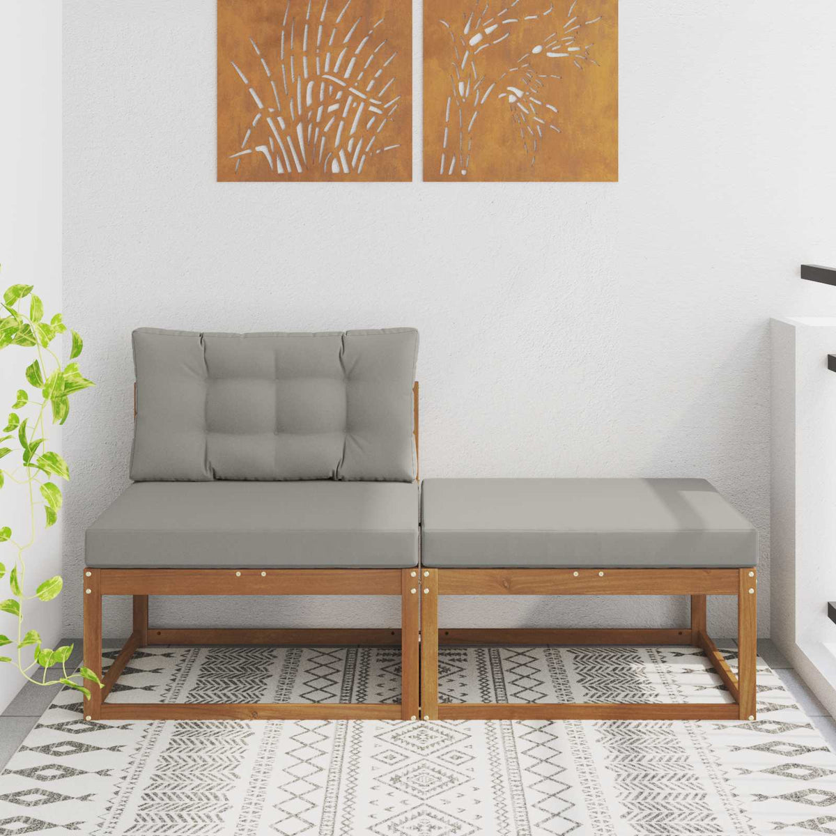 Vidaxl sectie sofa eenheden met kussen 2 stuk naturel