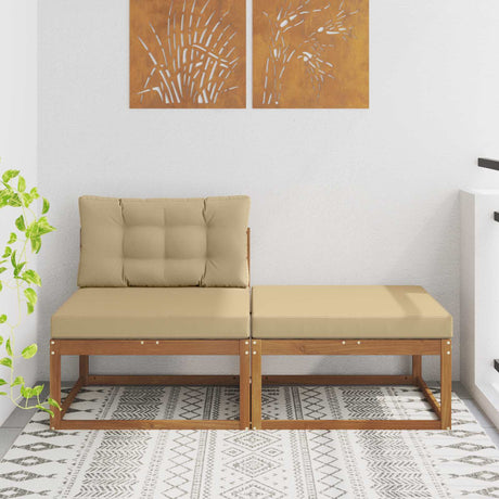 Vidaxl sectie sofa eenheden met kussen 2 stuk naturel