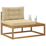Vidaxl buiten eindbank met kussen naturel 115 x 83 x 73 cm