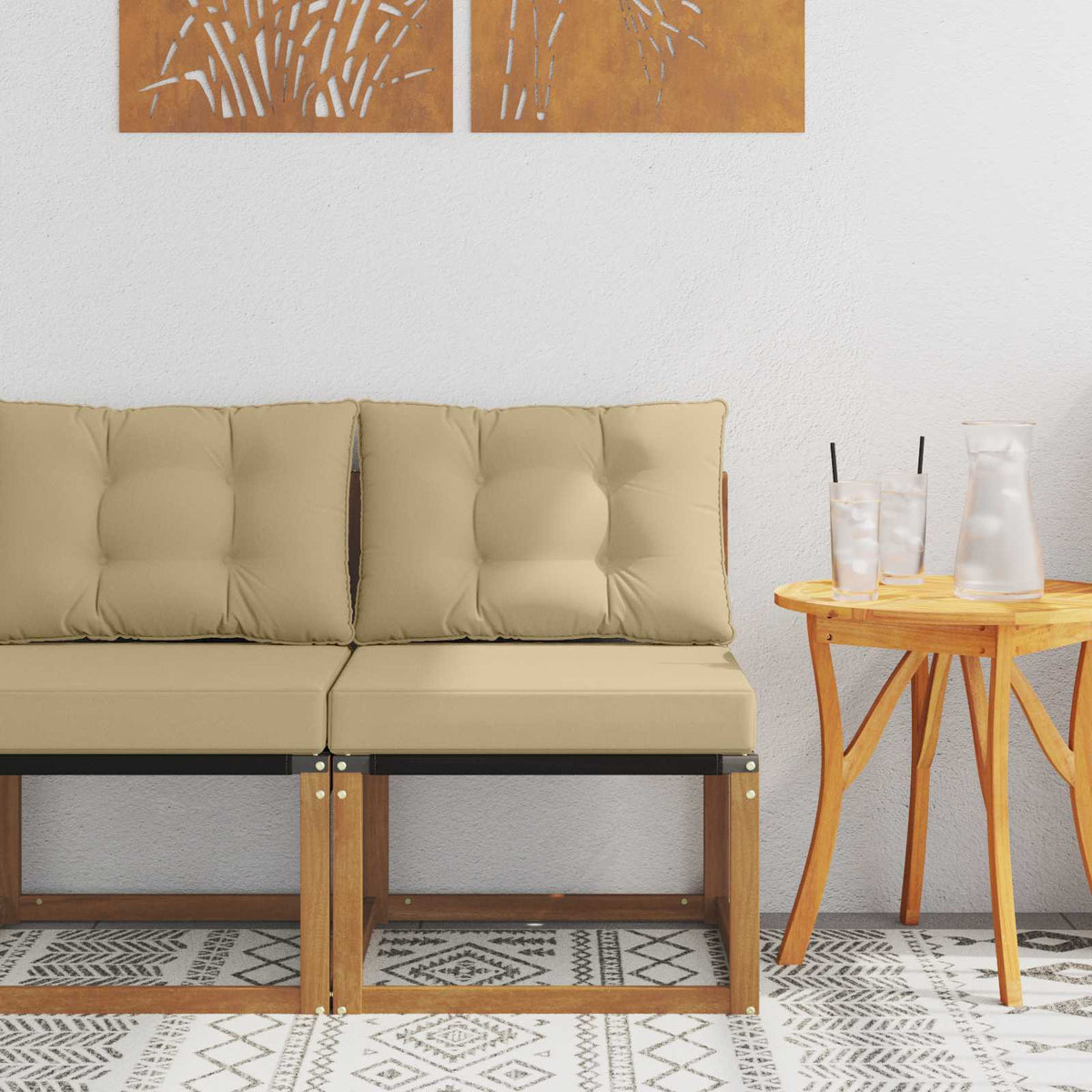 Vidaxl buitenzitmiddelsofa massief acaciahout en textilene stof