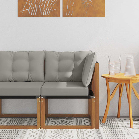 Vidaxl buiten hoek sofa massief acaciahout en textilene stof naturel