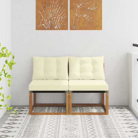 Vidaxl 2 st buitenzitmiddelsofa massief acaciahout en textilene stof