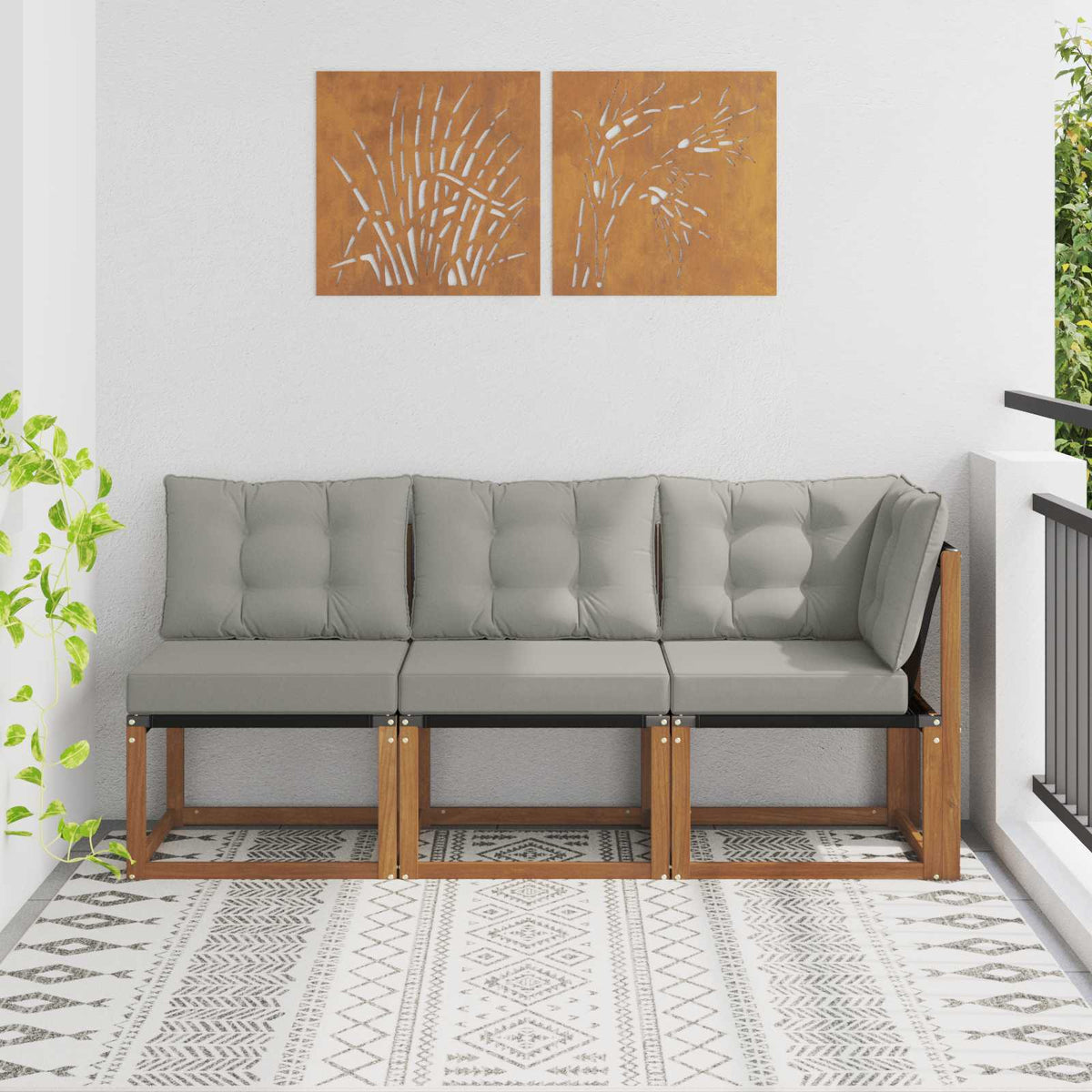 Vidaxl 3 st outdoor midden- en hoeksalon naturel