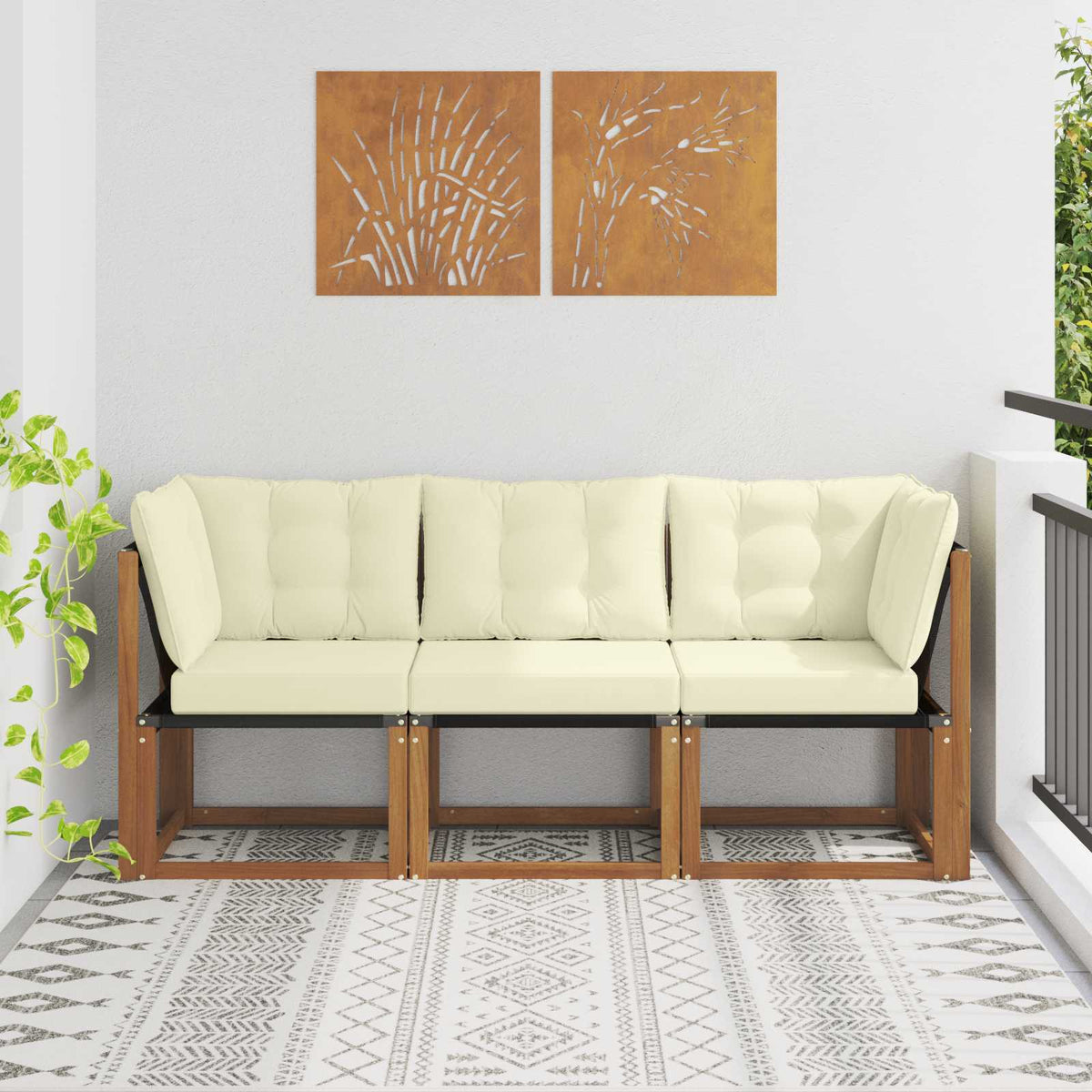 Vidaxl 3 st outdoor midden- en hoeksalon naturel