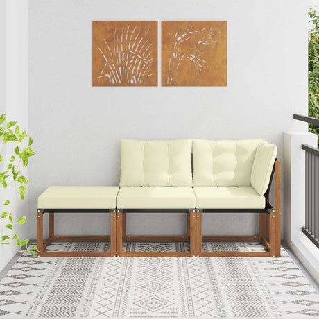 Vidaxl 3 st modulaire buitensofa eenheden natuurlijk en crème
