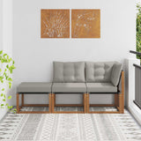 Vidaxl 3 st modulaire buitensofa eenheden natuurlijk en lichtgrijs