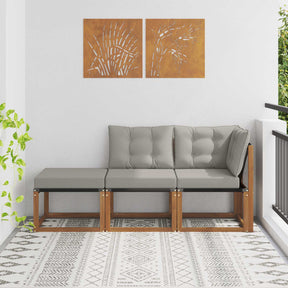 Vidaxl 3 st modulaire buitensofa eenheden natuurlijk en lichtgrijs