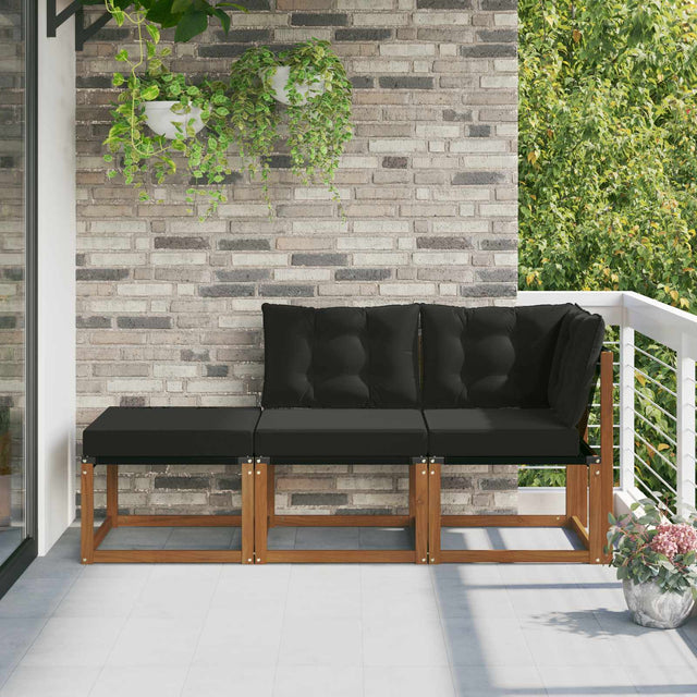 Vidaxl 3 st modulaire buitensofa eenheden natuurlijk en zwart
