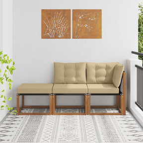 Vidaxl 3 st modulaire buitensofa eenheden natuurlijk en beige