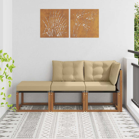 Vidaxl 3 st modulaire buitensofa eenheden natuurlijk en beige