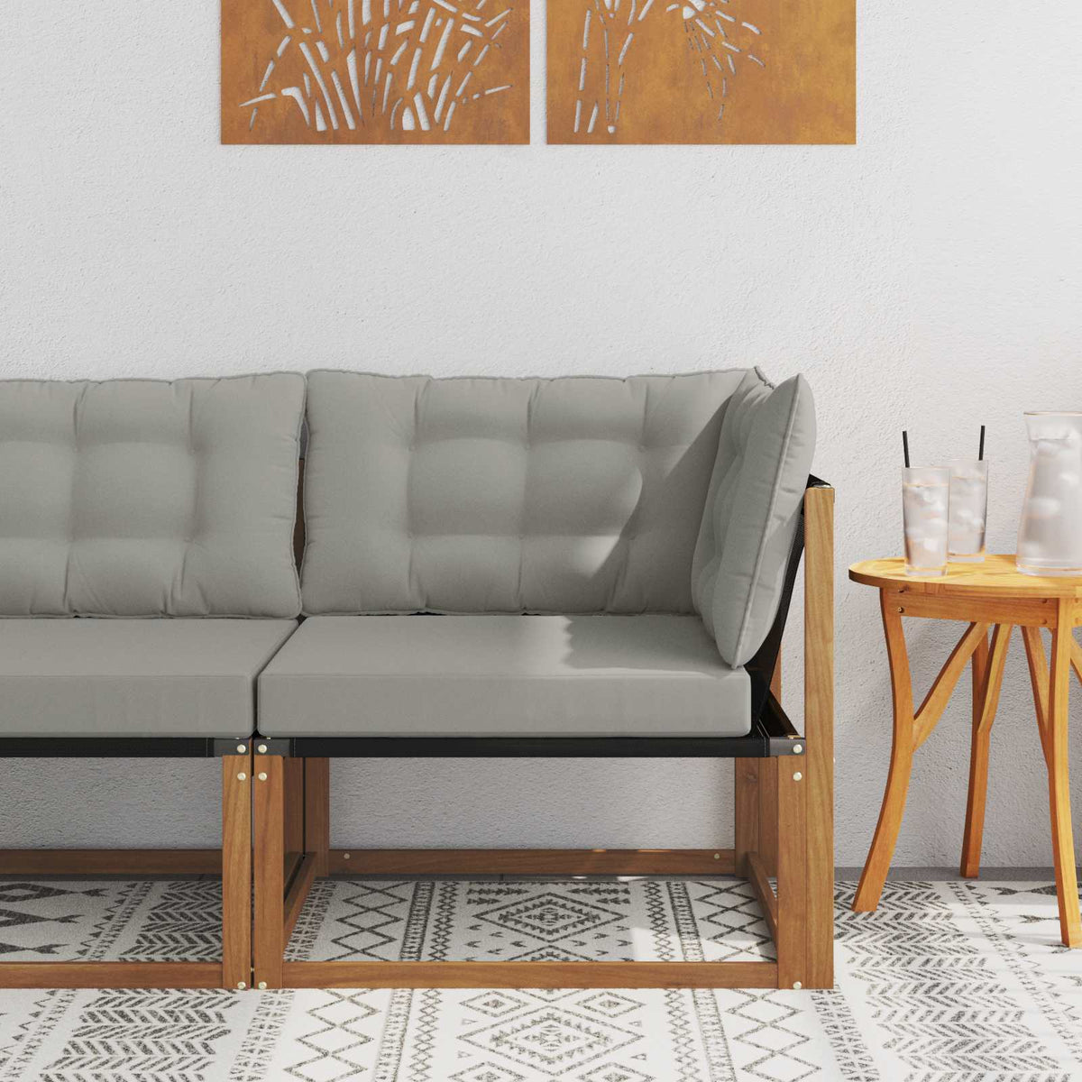 Vidaxl buiten hoek sofa massief acaciahout naturel