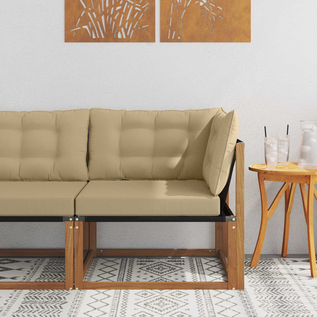 Vidaxl buiten hoek sofa massief acaciahout naturel