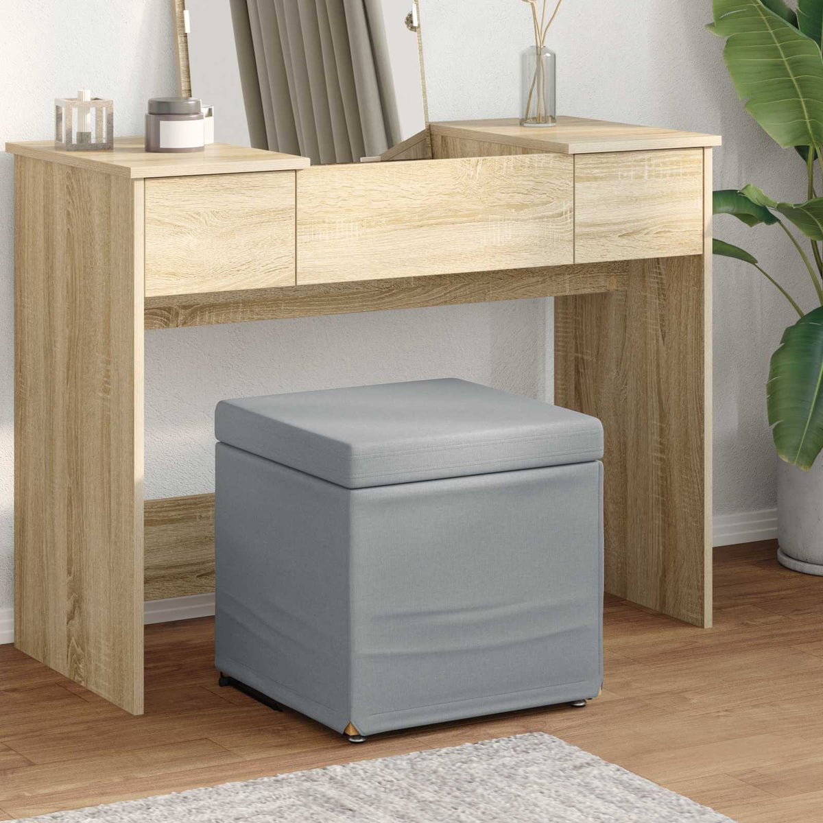 Vidaxl kruk lichtgrijs 41 x 41 x 40 cm stof en geëngineerd hout