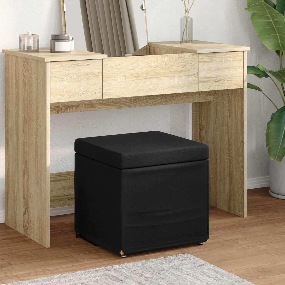 Vidaxl kruk zwart 41 x 41 x 40 cm stof en geëngineerd hout
