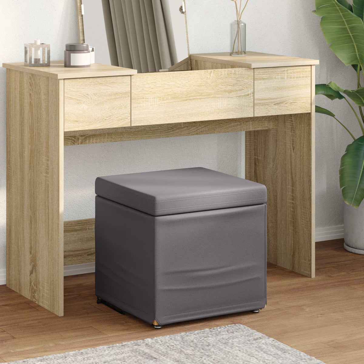 Vidaxl kruk grijs 41 x 41 x 40 cm nepleer en gefabriceerd hout