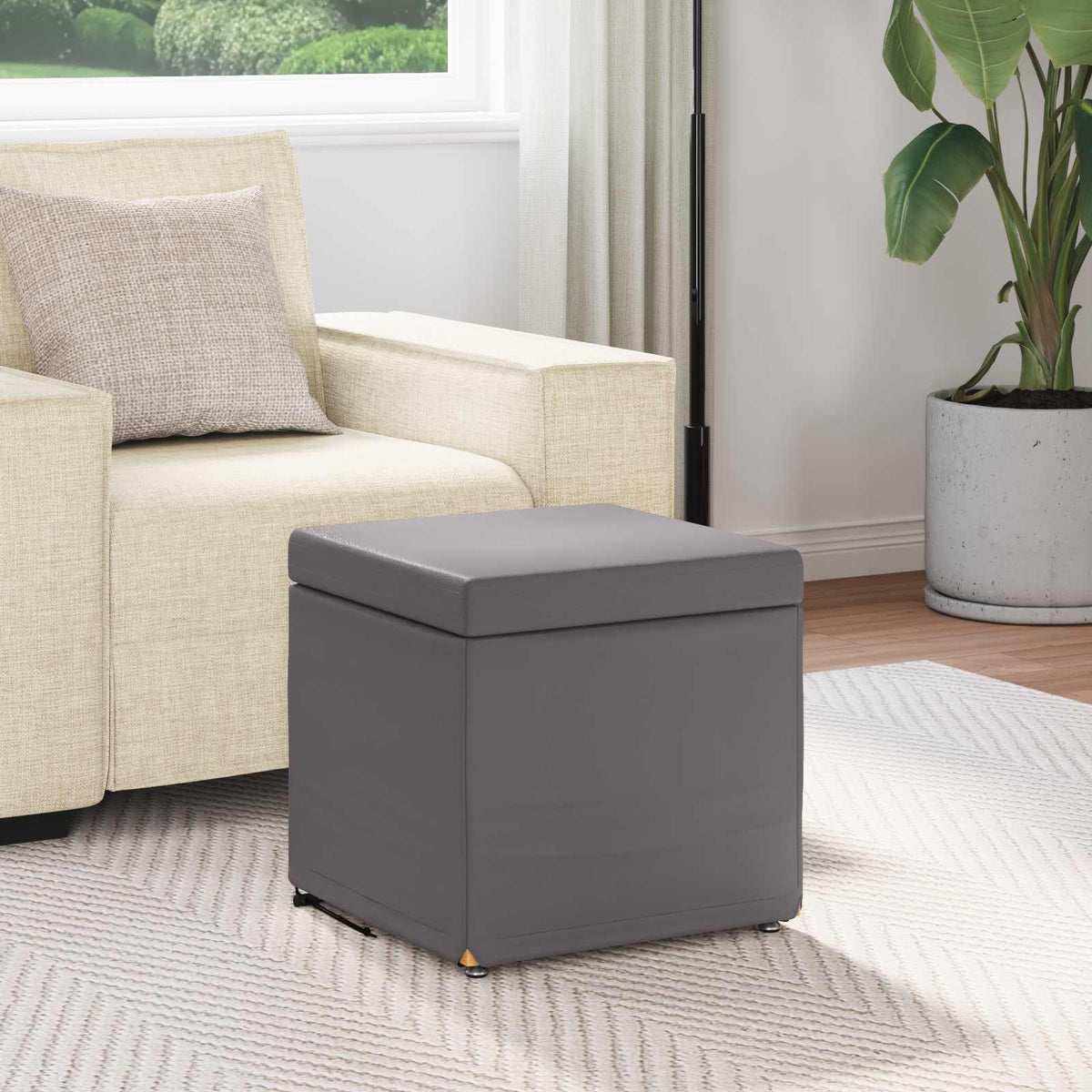 Vidaxl kruk grijs 41 x 41 x 40 cm nepleer en gefabriceerd hout
