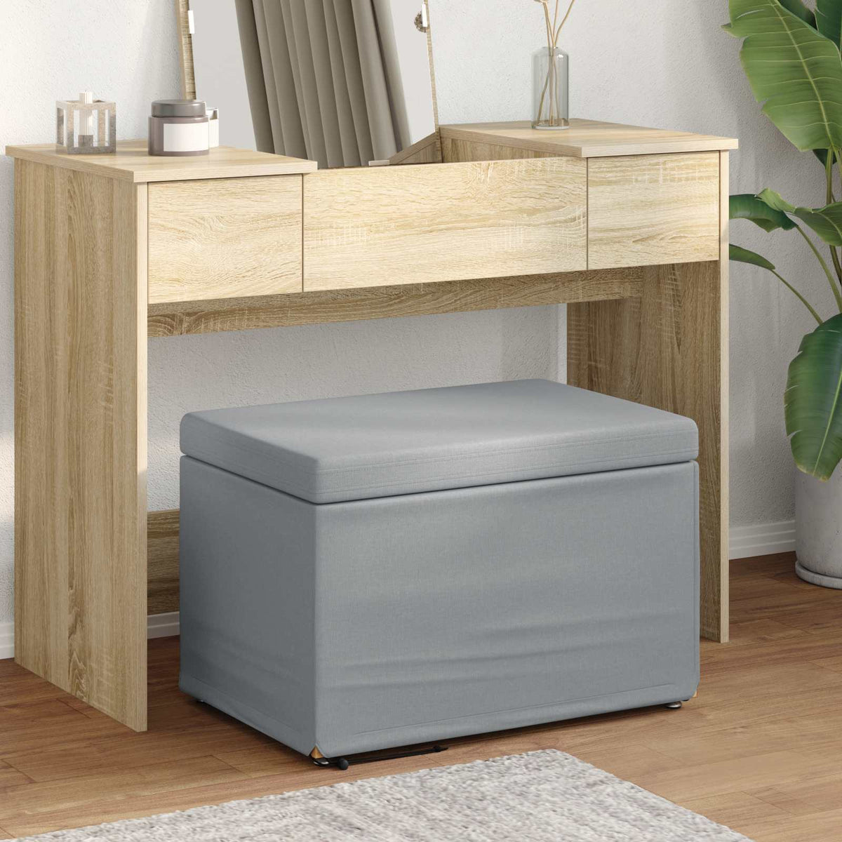Vidaxl kruk lichtgrijs 61 x 41 x 40 cm stof en geëngineerd hout