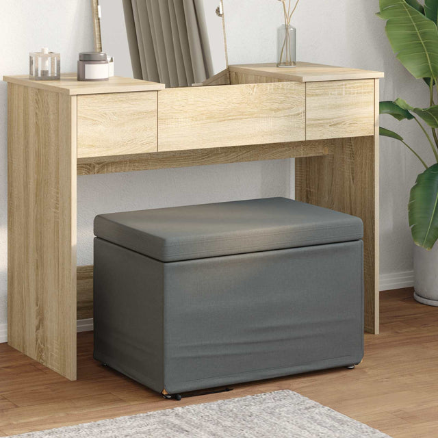 Vidaxl kruk donkergrijs 61 x 41 x 40 cm stof en geëngineerd hout