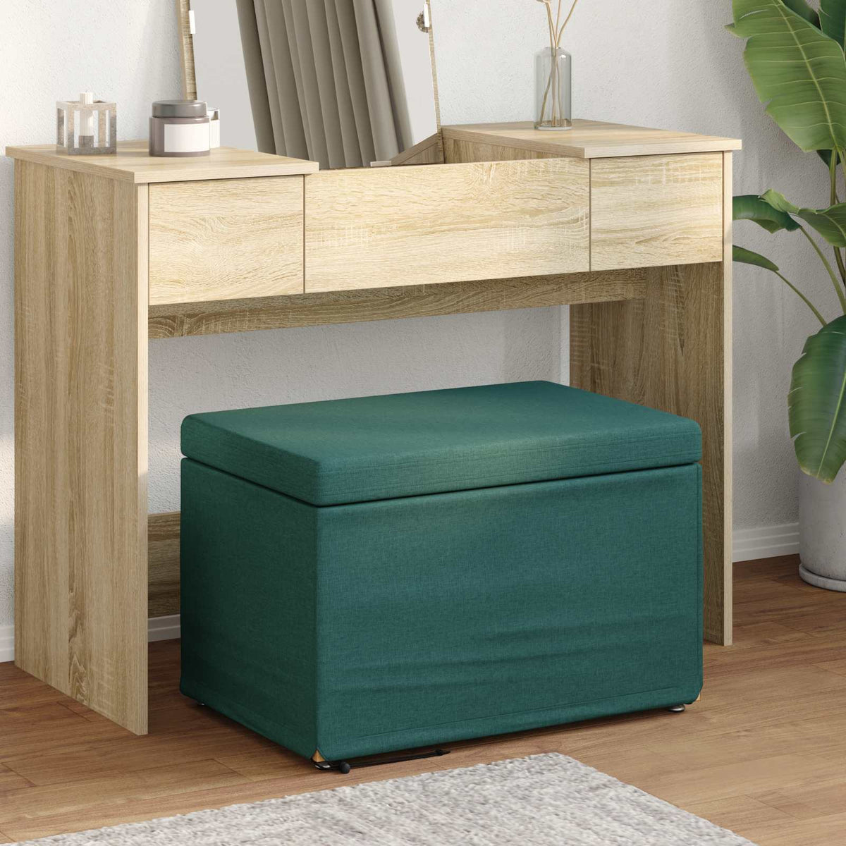 Vidaxl kruk donkergroen 61 x 41 x 40 cm stof en geëngineerd hout