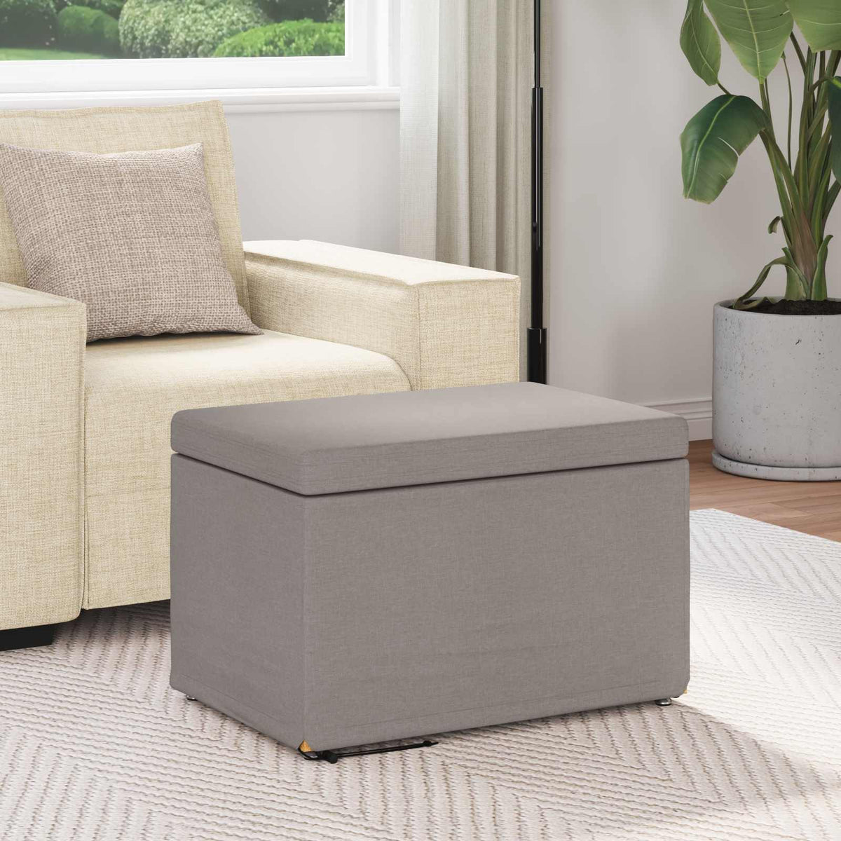 Vidaxl kruk taupe 61 x 41 x 40 cm stof en geëngineerd hout