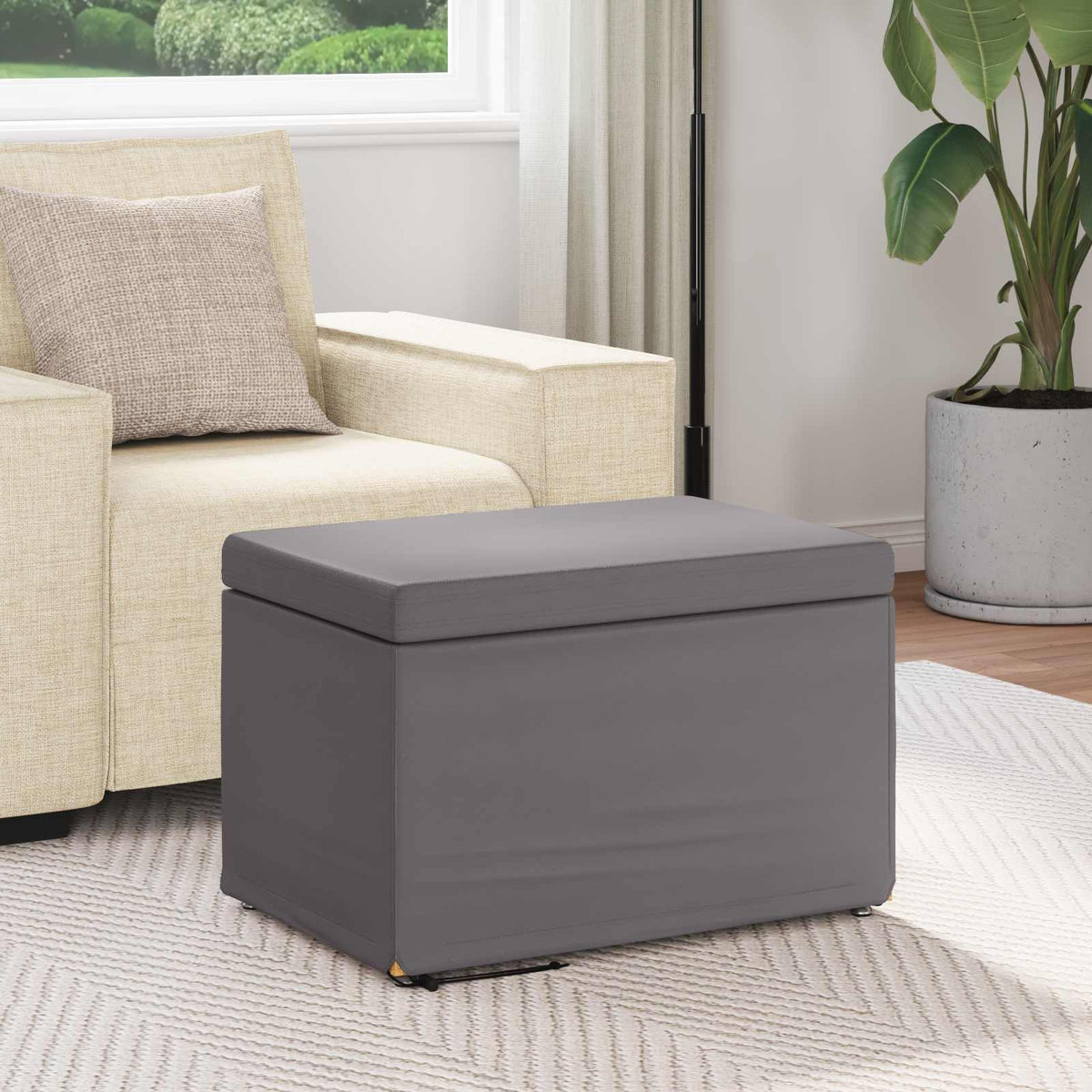 Vidaxl kruk grijs 61 x 41 x 40 cm nepleer en gefabriceerd hout