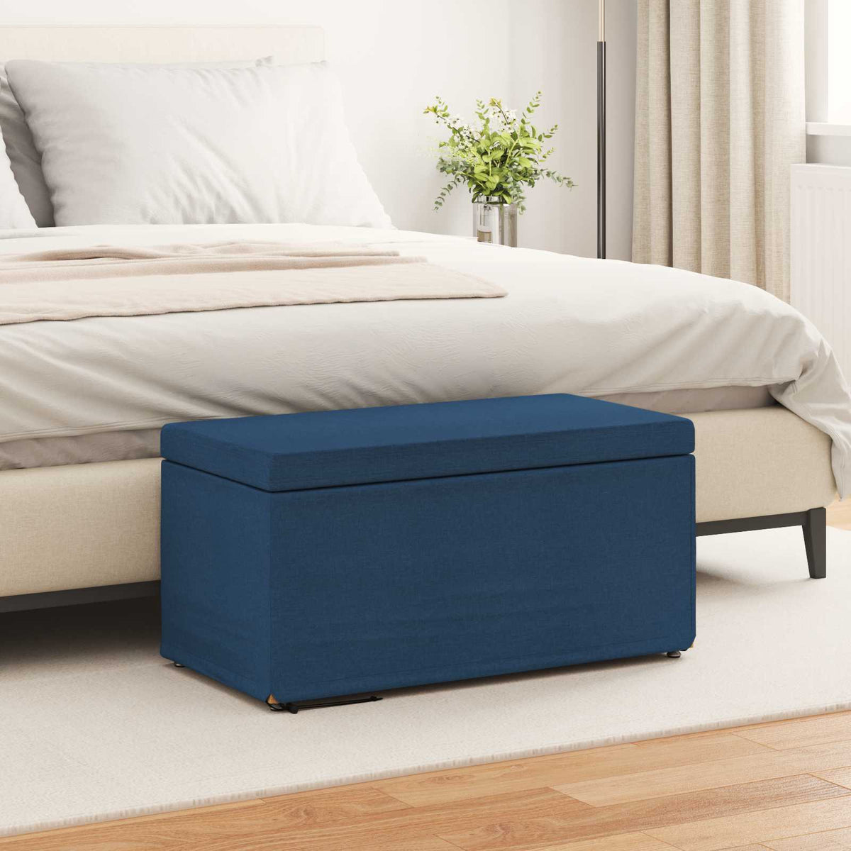 Vidaxl kruk blauw 81 x 41 x 40 cm stof en geëngineerd hout
