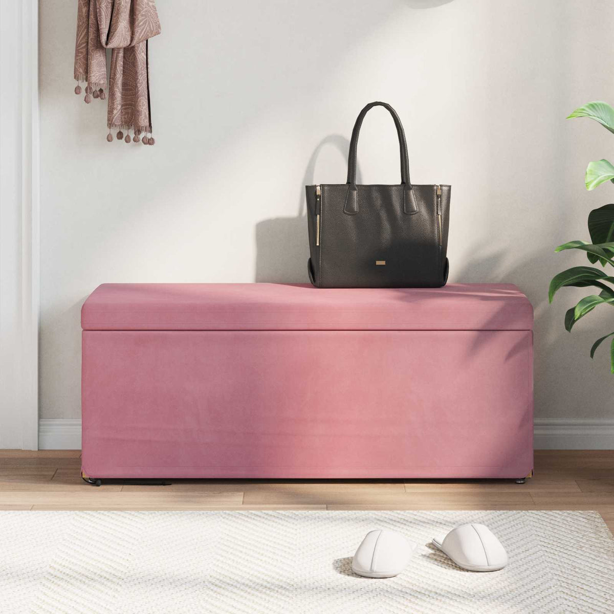 Vidaxl kruk roze 101 x 41 x 40 cm velvet en gefabriceerd hout
