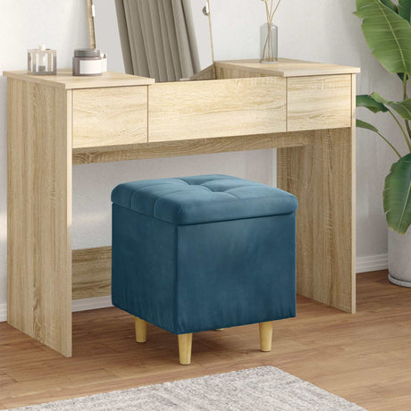 Vidaxl ottoman met opbergruimte blauw 40 x 40 x 45 cm fluweel