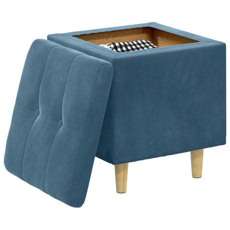 Vidaxl ottoman met opbergruimte blauw 40 x 40 x 45 cm fluweel