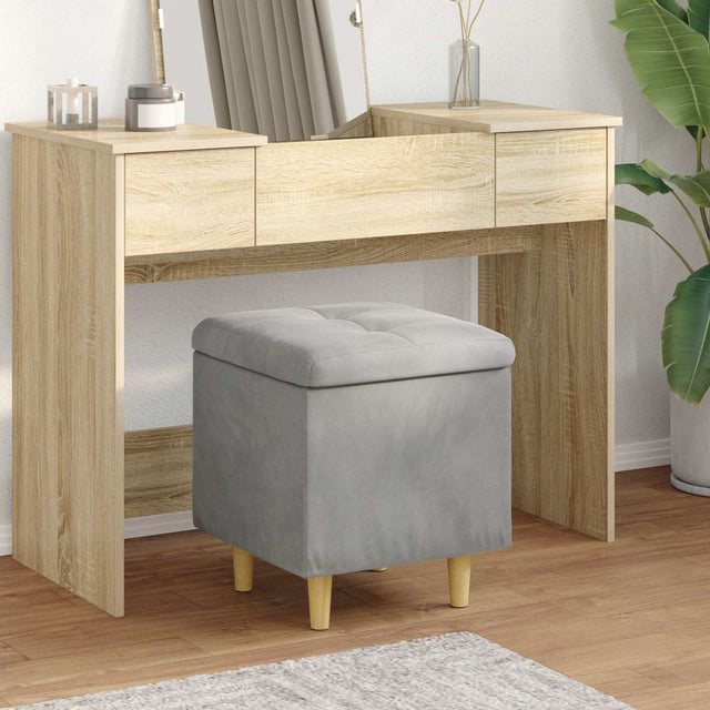 Vidaxl ottoman met opbergruimte lichtgrijs 40 x 40 x 45 cm fluweel