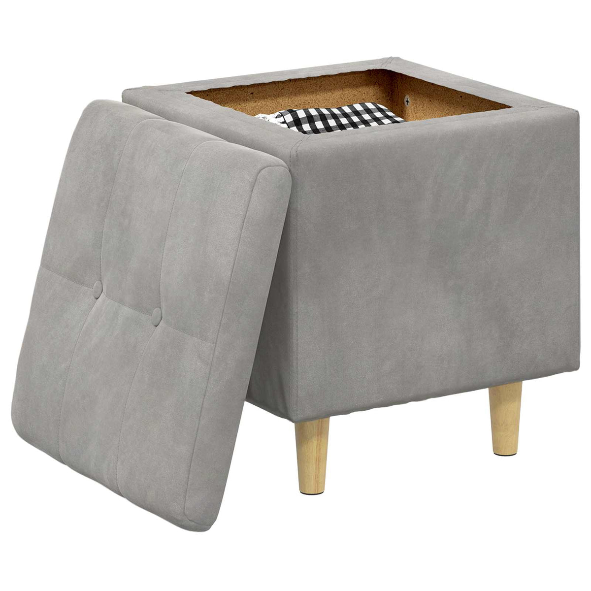Vidaxl ottoman met opbergruimte lichtgrijs 40 x 40 x 45 cm fluweel