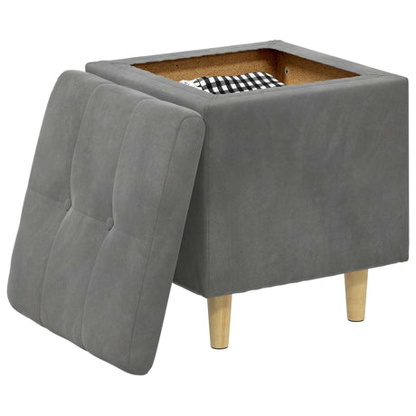 Vidaxl ottoman met opbergruimte donkergrijs 40 x 40 x 45 cm fluweel