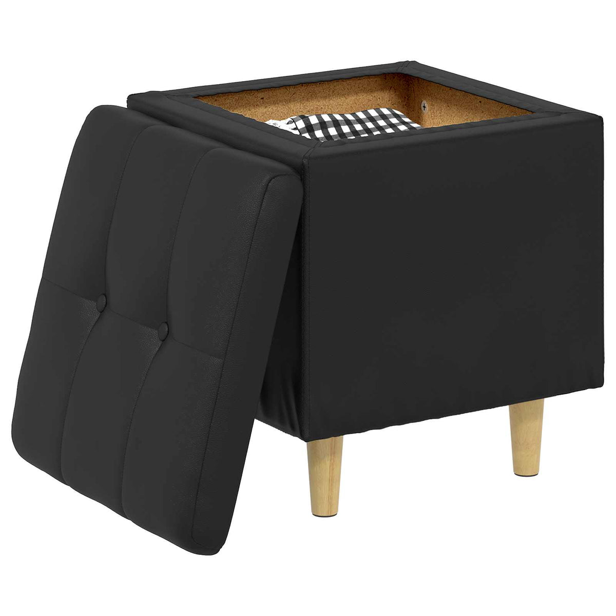 Vidaxl ottoman met opbergruimte zwart 40 x 40 x 45 cm kunstleer