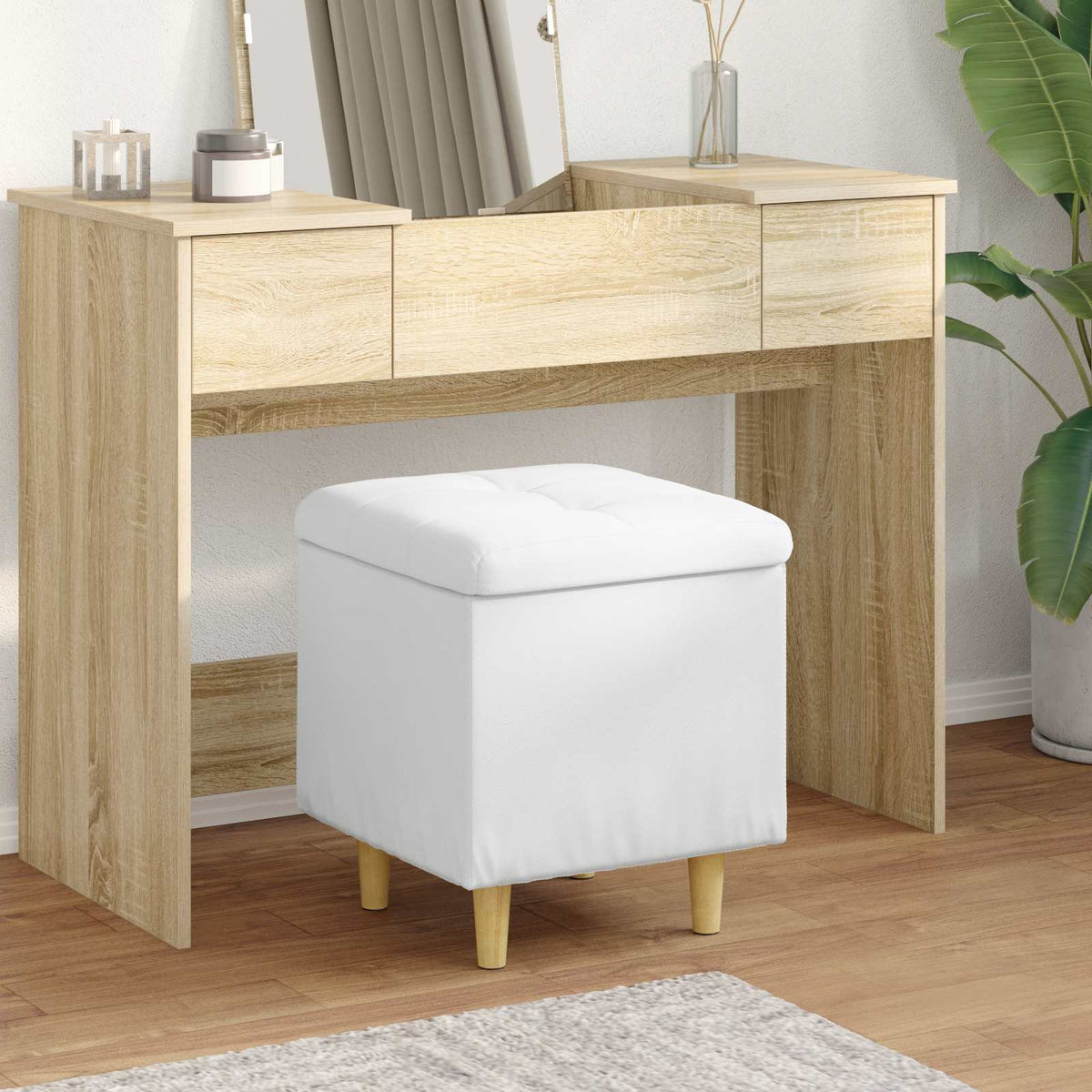 Vidaxl ottoman met opbergruimte wit 40 x 40 x 45 cm kunstleer
