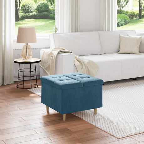 Vidaxl ottoman met opbergruimte blauw 60 x 60 x 45 cm fluweel