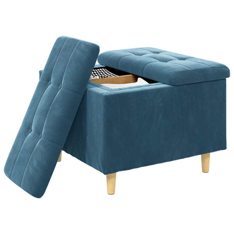 Vidaxl ottoman met opbergruimte blauw 60 x 60 x 45 cm fluweel