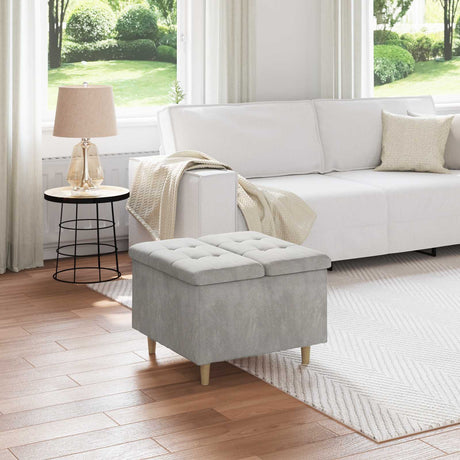 Vidaxl ottoman met opbergruimte lichtgrijs 60 x 60 x 45 cm fluweel