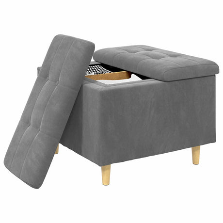 Vidaxl ottoman met opbergruimte donkergrijs 60 x 60 x 45 cm fluweel