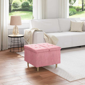 Vidaxl ottoman met opbergruimte roze 60 x 60 x 45 cm fluweel