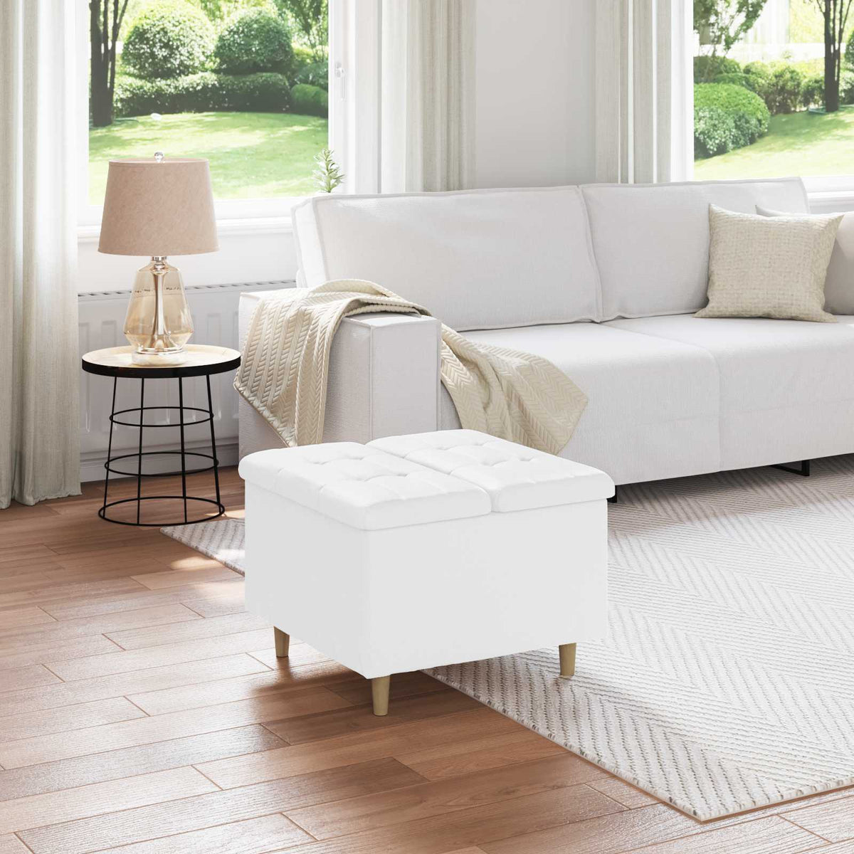 Vidaxl ottoman met opbergruimte wit 60 x 60 x 45 cm kunstleer