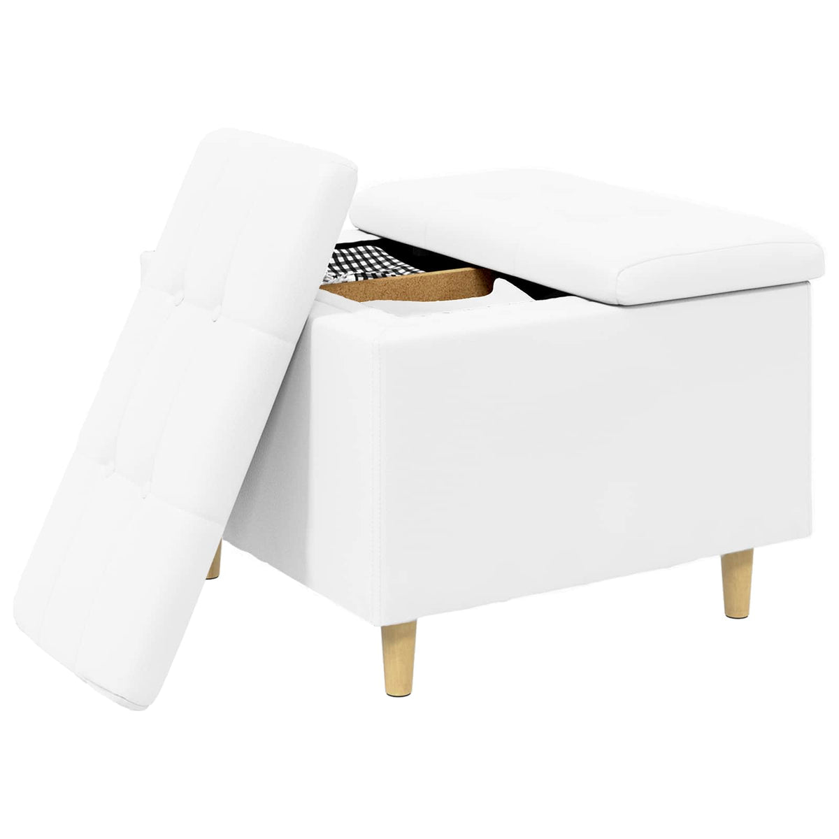 Vidaxl ottoman met opbergruimte wit 60 x 60 x 45 cm kunstleer