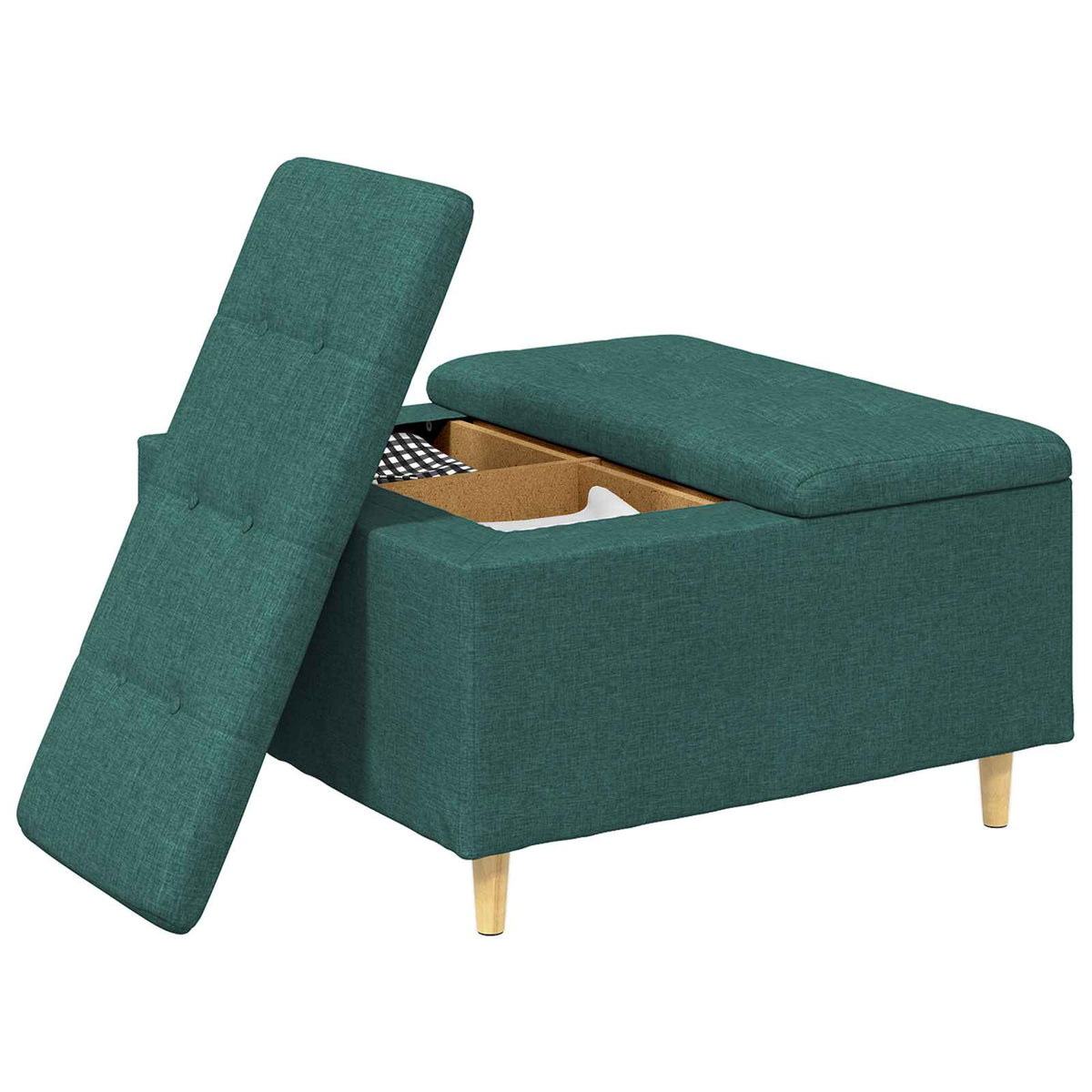 Vidaxl ottoman met opbergruimte donkergroen 80 x 80 x 45 cm stof