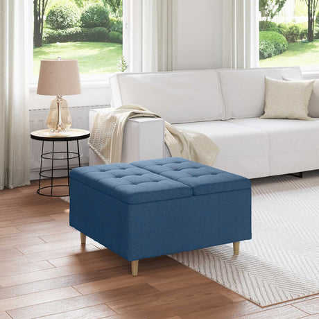 Vidaxl ottoman met opbergruimte blauw 80 x 80 x 45 cm stof